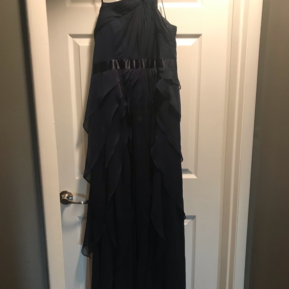 Full length navy blue gown